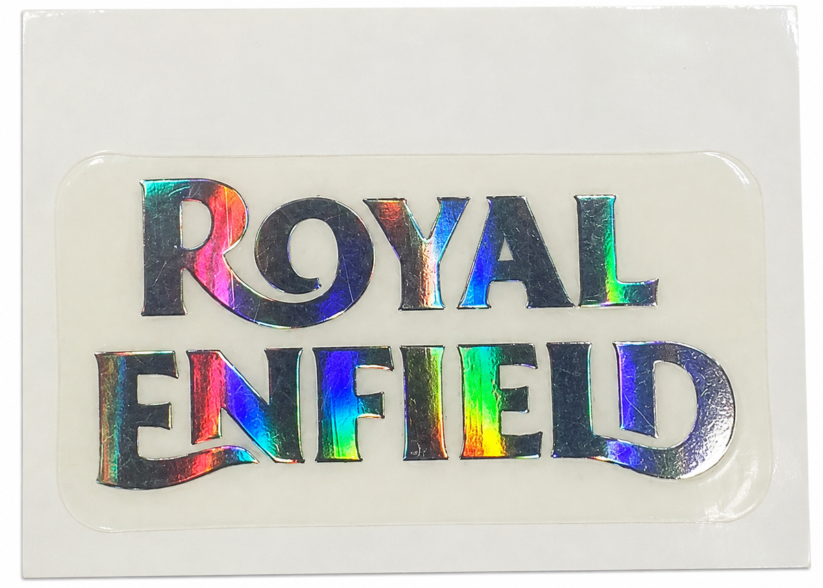 Royal Enfield Rear Mudguard Holographic Logo Sticker | Back Fender Chrome Decal for Royal Enfield all models.