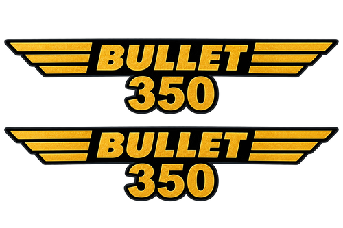 Royal Enfield Bullet 350 Tool Box Golden Emblem Sticker Pack of 2| Royal Enfield Classic Electra Standard 350 Tool Box Golden Sticker Set.