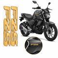FZS 3D Gold Bike Tank Logo Sticker | Gold Premium Emblem Badge | Waterproof Self Adhesive Motorcycle Decal | Compatible with Yamaha FZS | Pack of 2