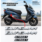 Suzuki Burgman Street 125 Sticker | Premium 3D Look BURGMAN STREET Side Panel Decal | Burgman Side Panel Sticker | Burgman Scooter Sticker.